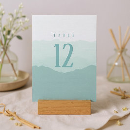 Convite Placa de número da mesa de casamento verde macio