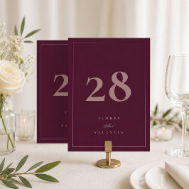 Convite Placa de Número de Mesa de Casamento Formal Borgon
