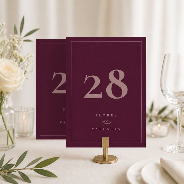 Convite Placa de Número de Mesa de Casamento Formal Borgon (Criador carregado)