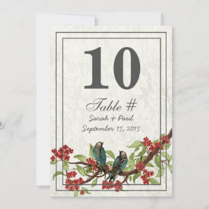 Convite Placa de Número de Tabela de Casamento tema damasc