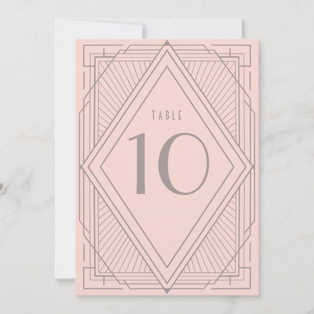 Convite Placa de Número de Tabela Rosa com Cinza de Arte D (Frente)