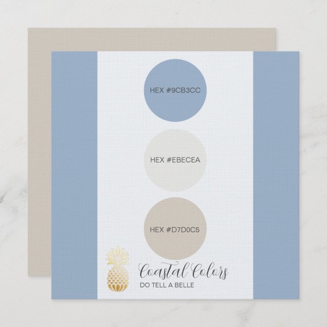 Convite Placa de Paleta de Cor Costeira Azul Dusty (Frente/Verso)