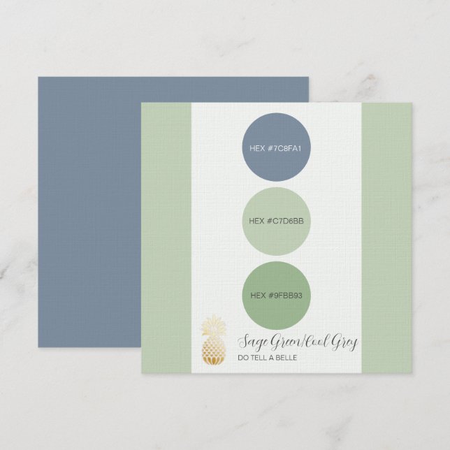 Convite Placa de Paleta de Cores Verde Sage Muted (Frente/Verso)