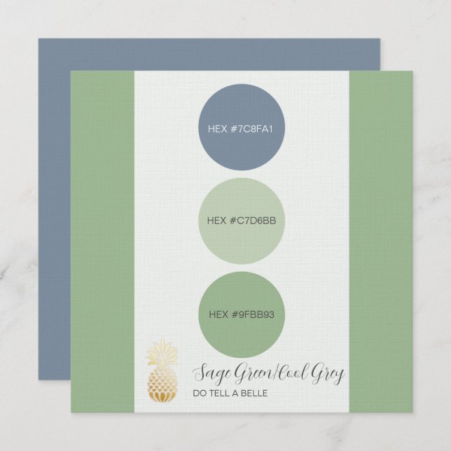 Convite Placa de Paleta de Cores Verde Sage Muted (Frente/Verso)