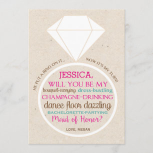 Convite Placa de Perguntas de madrinha de casamento rosa e