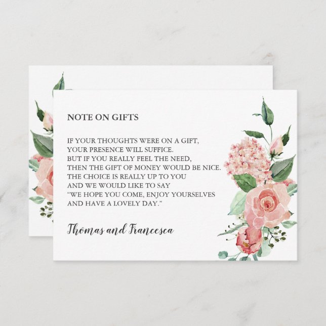 Convite Placa de Poço de Wishing Floral de Aquarela rosa (Frente/Verso)