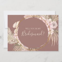 Convite Placa de Proposta Boho Botânica Dusty Rosa Bridesm