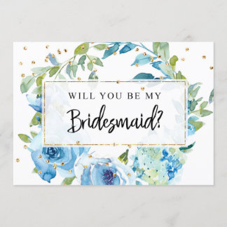 Convite Placa de Proposta Bridesmaid | Blue Greenery