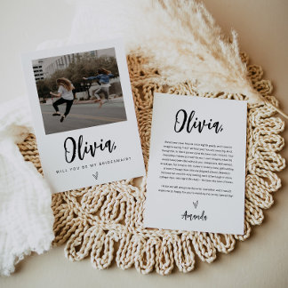 Convite Placa de Proposta Bridesmaid com Foto