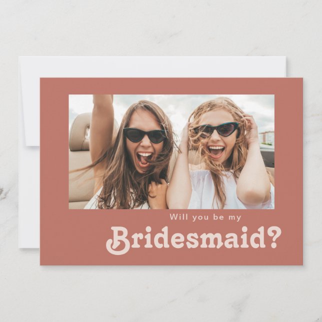 Convite Placa de Proposta Bridesmaid de Fotografia Rosa An (Frente)