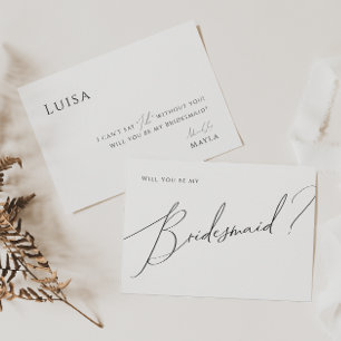 Convite Placa de Proposta Bridesmaid de Script Mínimo Whim
