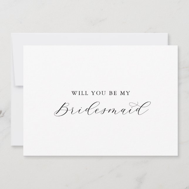 Convite Placa de Proposta Bridesmaid do Script Elegante (Frente)