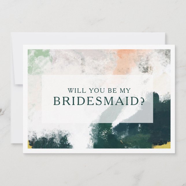 Convite Placa de Proposta Colorida Abstrato Bridesmaid (Frente)