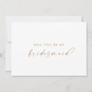 Convite Placa de Proposta da Bridesmaid do Script Dourado 