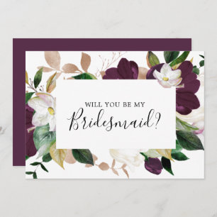 Convite Placa de Proposta da Moody Purple Blooms Bridesmai