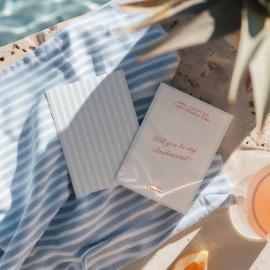 Convite Placa de Proposta da Retro Modern Vintage Blue Bri