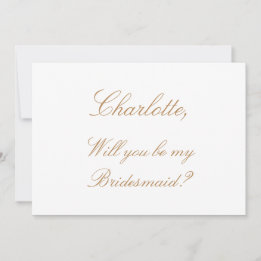 Convite Placa de Proposta de Bridesmaid Beige do Ouro Bran