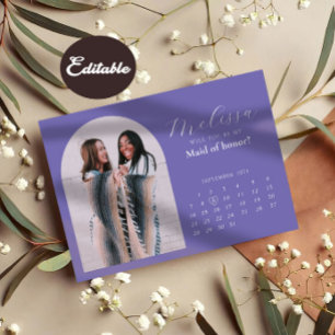Convite Placa de Proposta de Bridesmaid de Arch Roxo Dusty