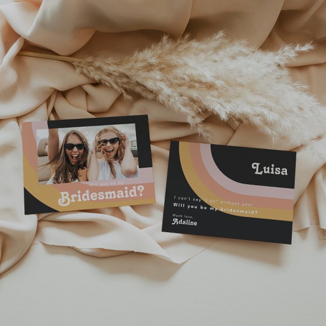 Convite Placa de Proposta de Bridesmaid de Foto Escuro do  (Criador carregado)