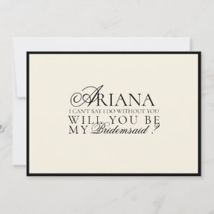 Convite Placa de Proposta de Bridesmaid de Script Mínimo M
