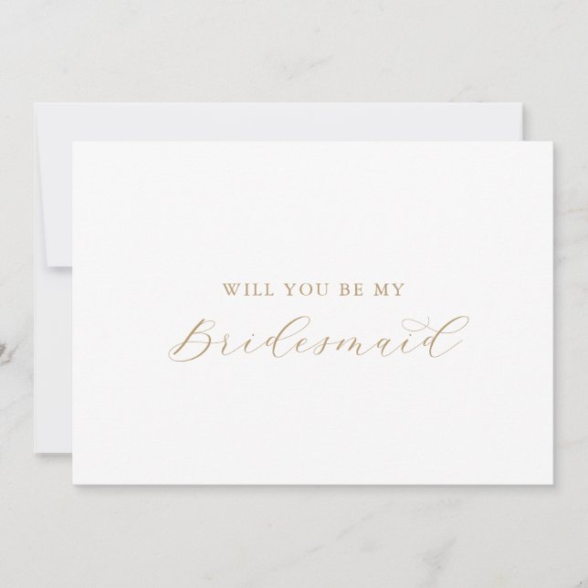 Convite Placa de Proposta de Bridesmaid do Script Dourado  (Frente)