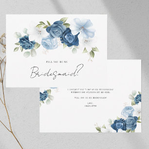 Convite Placa de Proposta de Bridesmaid Floral Watercolor
