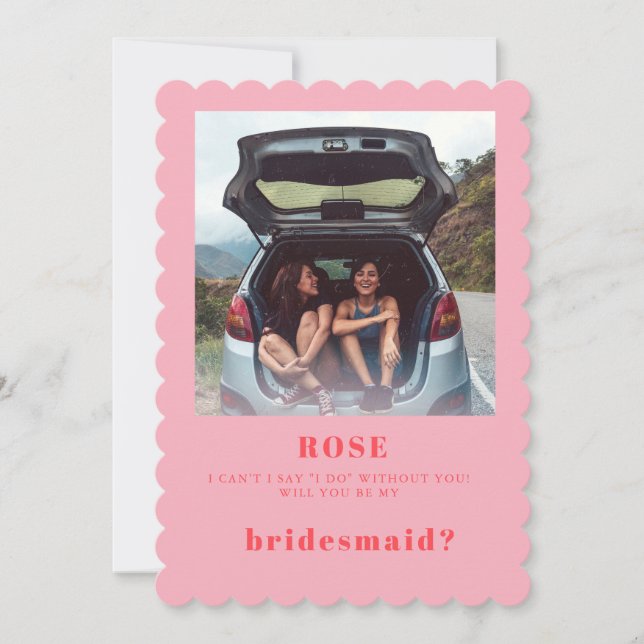 Convite Placa de Proposta de Bridesmaid Foto Rosa Retroati (Frente)