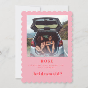 Convite Placa de Proposta de Bridesmaid Foto Rosa Retroati