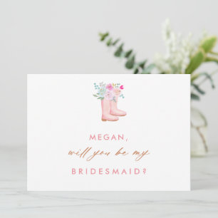 Convite Placa de Proposta de Bridesmaid para Boots & Flore