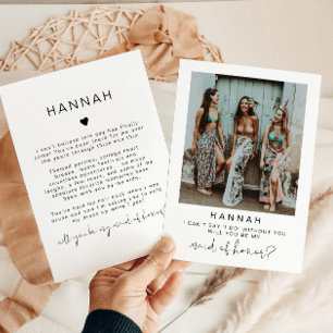 Convite Placa de Proposta de Madrinha de casamento de Foto