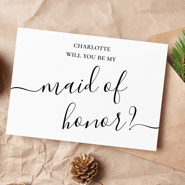 Convite Placa De Proposta De Madrinha de casamento Mínima  (Criador carregado)