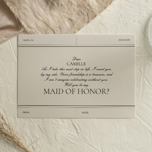 Convite Placa de Proposta de Madrinha de casamento Vintage (Criador carregado)
