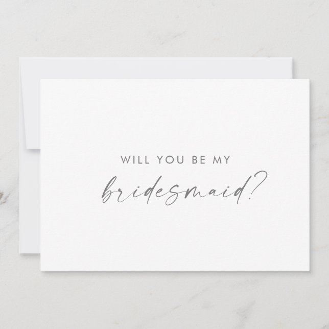 Convite Placa de Proposta do Bridesmaid do Script Moderno  (Frente)