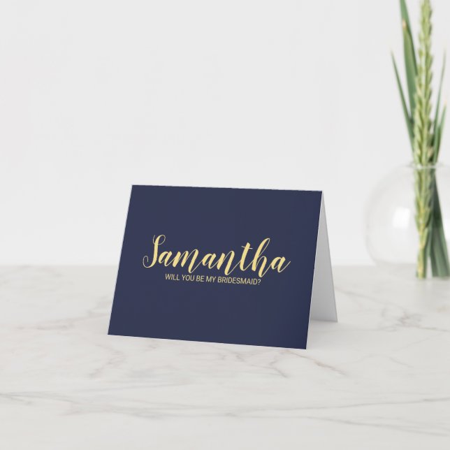 Convite Placa de Proposta do Bridesmaid do Script Moderno (Frente)