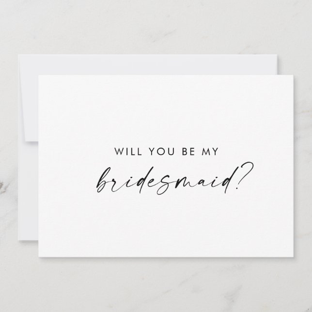 Convite Placa de Proposta do Bridesmaid do Script Moderno (Frente)