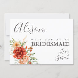 Convite Placa de Proposta Floral de Bridesmaid Rustic Boho