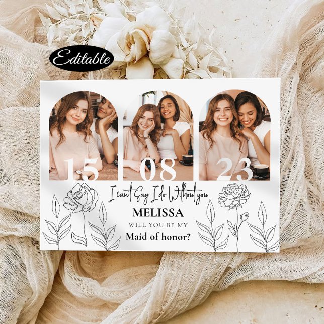 Convite Placa de Proposta Mínima da Bridesmaid Trendy (Criador carregado)