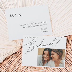Convite Placa de Proposta Mínima de Foto Bridesmaid Whimsi