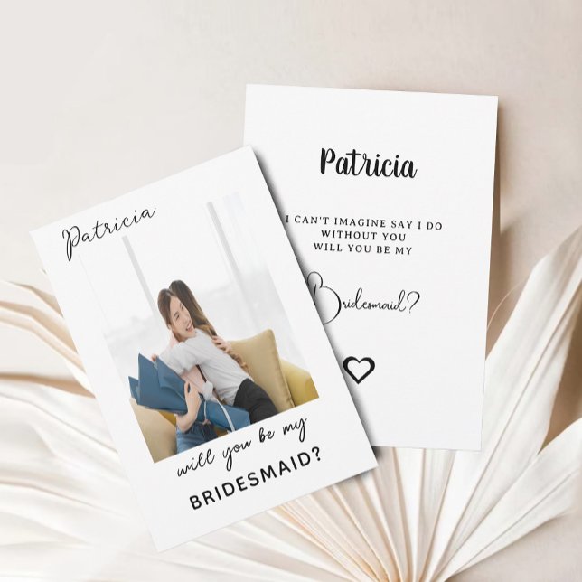 Convite Placa de Proposta Mínima Elegante de Ponta de Marf (Elegant Ivory Bridesmaid Proposal Card)