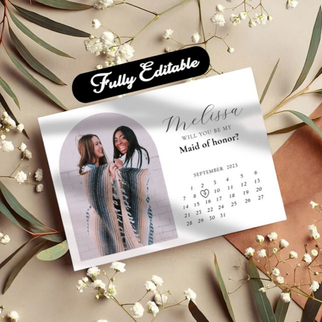 Convite Placa de Proposta Mínima Moderna de Bridesmaid de  (Criador carregado)