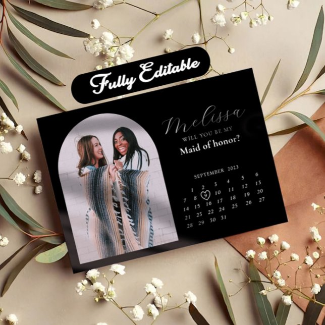 Convite Placa de Proposta Mínima Trendy Arch Bridesmaid (Criador carregado)