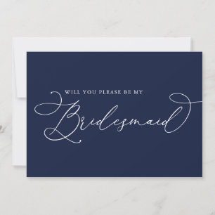 Convite Placa de Proposta Minimalista de Bridesmaid Azul m