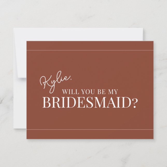 Convite Placa de Proposta Moderna da Bridesmaid (Frente)