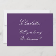 Placa de Proposta na moda Dark Purple Bridesmaid