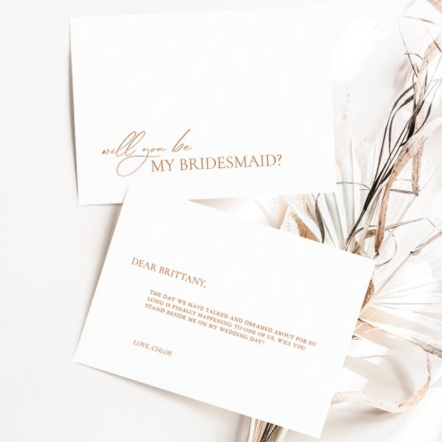 Convite Placa de Proposta Simples de Bridesmaid Branca Ele (Criador carregado)