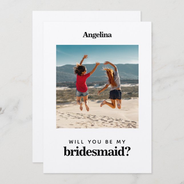 Convite Placa de Proposta Simples Elegante de Bridesmaid (Frente/Verso)