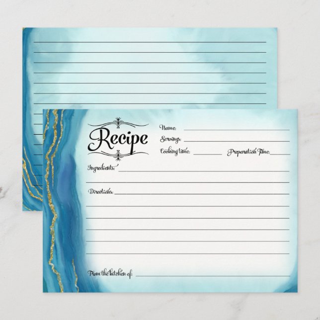 Convite Placa de recebimento de chá de panela Azul de geod (Frente/Verso)