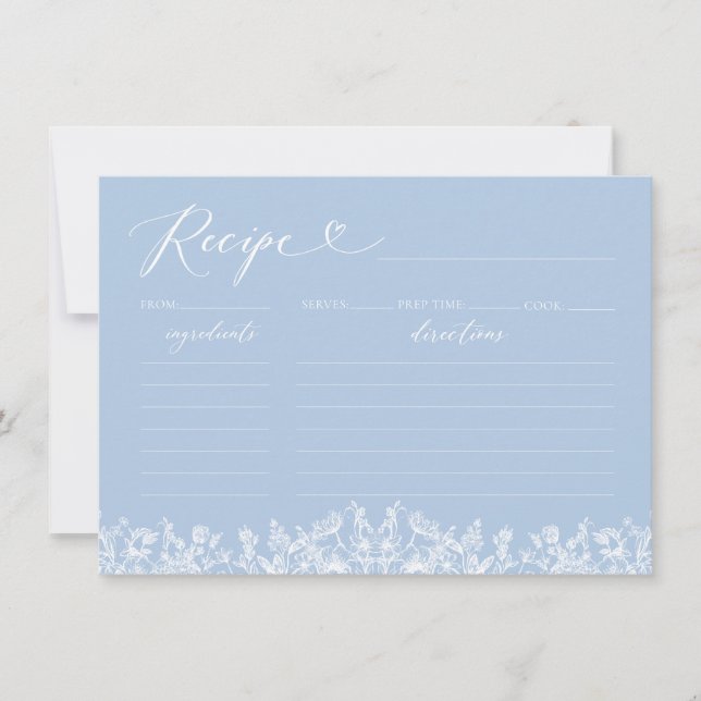 Convite Placa de recebimento do Chá de panela Floral Azul  (Frente)