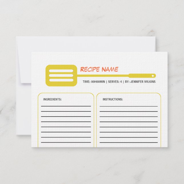 Convite Placa de Receita de Espatula Amarela (Frente)