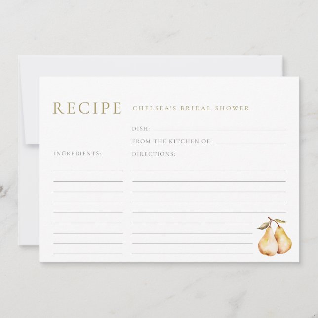 Convite Placa de Receita do Chá de panela de Peras de Aqua (Frente)
